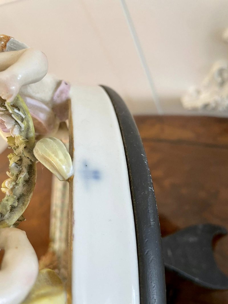 Large Antique Continental Porcelain Easel Mirror - Image 12